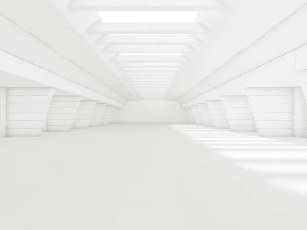 Abstracte verlichte lege corridor interieur. 3D-rendering — Stockfoto