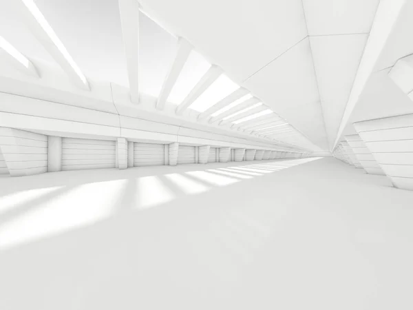 Abstract illuminated empty corridor interior. 3D rendering — Stock Photo, Image