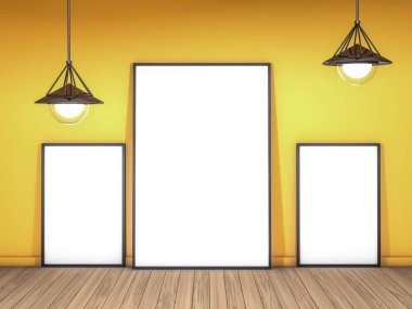 Beyaz çerçeve, modern arka plan sahte. 3D render