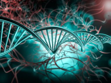 DNA molekülü araştırma kavramı. 3D render