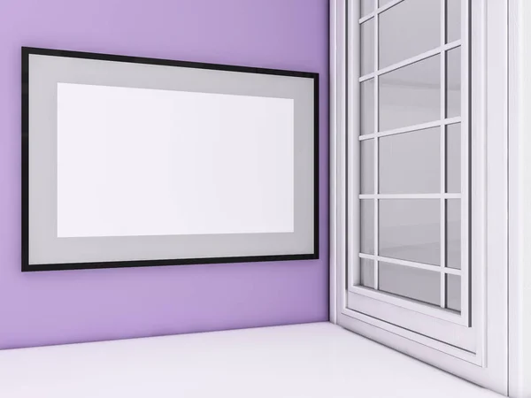 Wit mock up frame, moderne achtergrond. 3D-rendering — Stockfoto