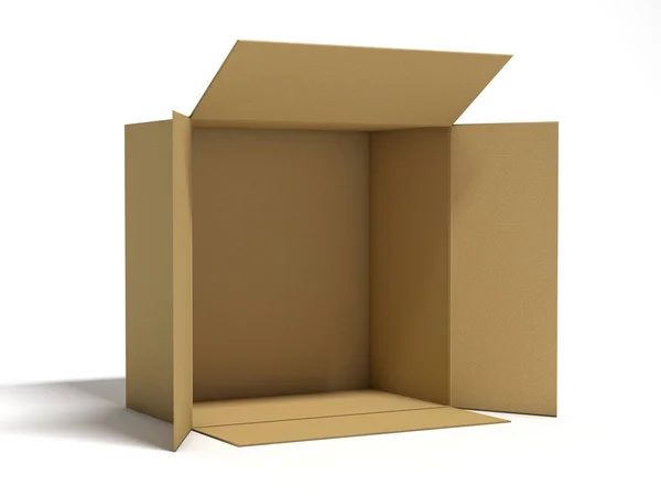 Caja de paquete de cartón abierto. Renderizado 3D — Foto de Stock