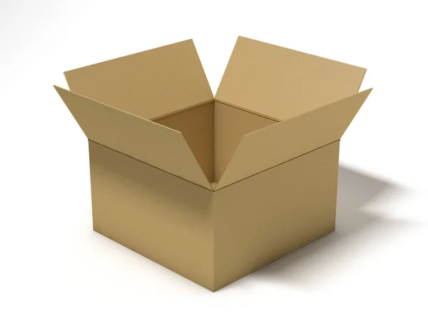 Pakket kartonnen doos geopend. 3D-rendering — Stockfoto
