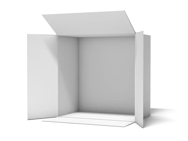 Öppnad kartong förpackning box. 3D-rendering — Stockfoto