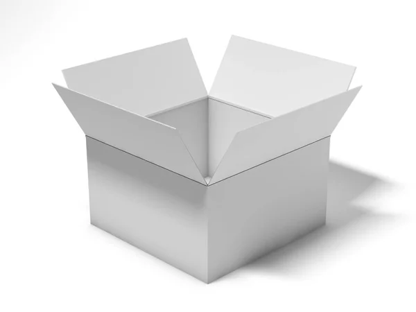 Caixa de pacote de papelão aberta. Renderização 3D — Fotografia de Stock
