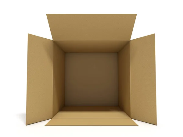Caja de paquete de cartón abierto. Renderizado 3D —  Fotos de Stock