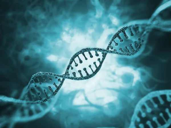 DNA molecuul onderzoek concept. 3D-rendering — Stockfoto