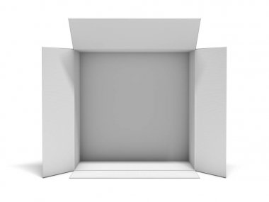 Karton ambalajlama kutuyu açtın. 3D render