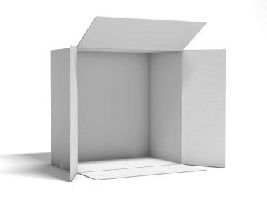 Karton ambalajlama kutuyu açtın. 3D render