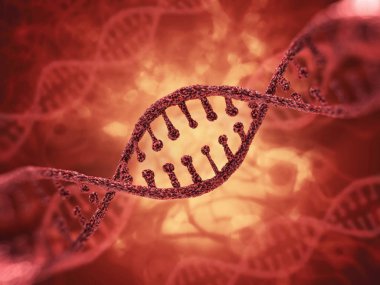 DNA molekülü araştırma kavramı. 3D render