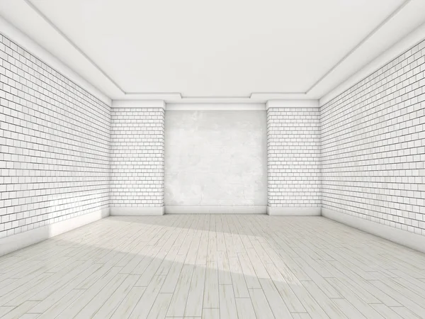 White empty room with parquet. 3D rendering — Stock Photo, Image