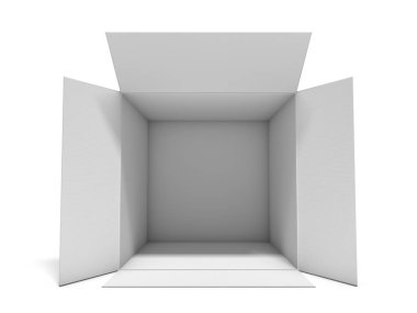 Karton ambalajlama kutuyu açtın. 3D render