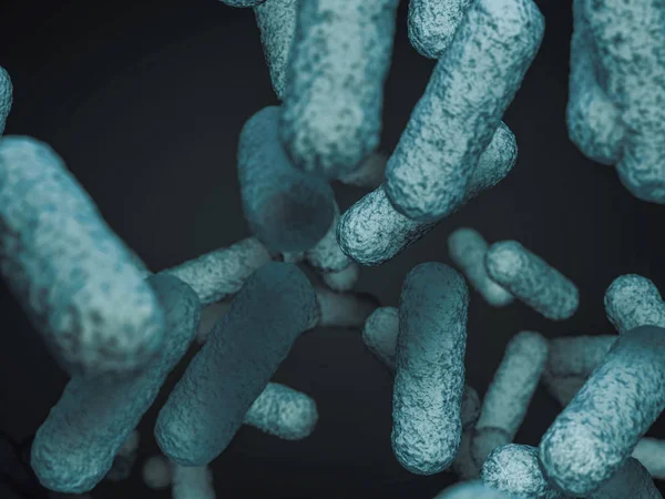 Κοντινό πλάνο των μικροσκοπικών βακτηρίων. 3D rendering — Φωτογραφία Αρχείου