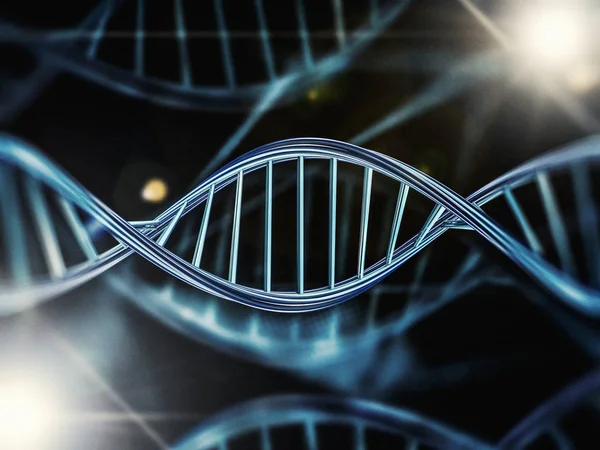 DNA molekylen forskning koncept. 3D-rendering — Stockfoto