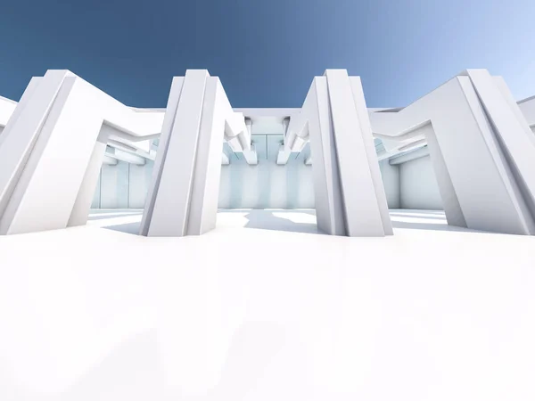 Interior branco vazio. Renderização 3D — Fotografia de Stock