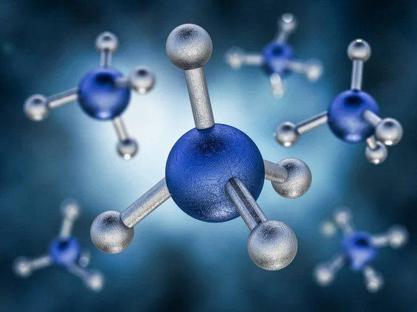 Зображення метанної молекули. 3D візуалізація — стокове фото