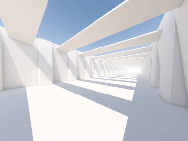 Modern mimari arka plan, beyaz açık alan boş 