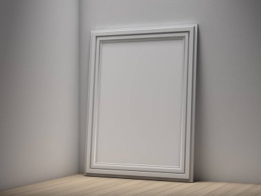 Poster çerçevesi şablon katta sahte. 3D render