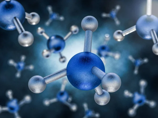 Obrázek molekuly metanu. 3D vykreslování — Stock fotografie