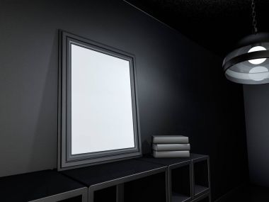 Poster çerçevesi şablonu sahte. 3D render