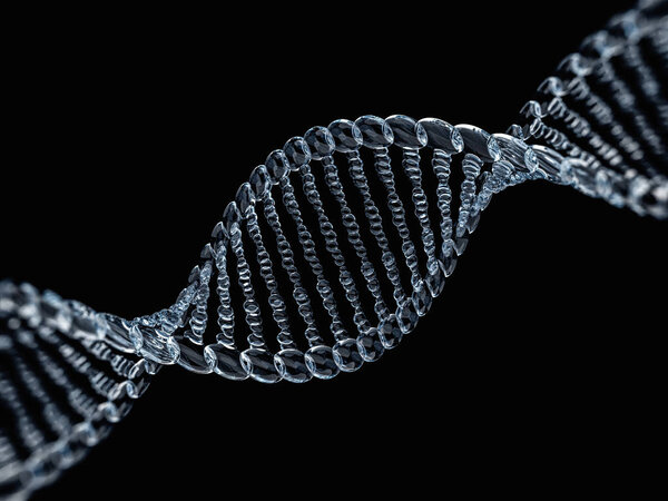 Glass dna model. 3D rendering