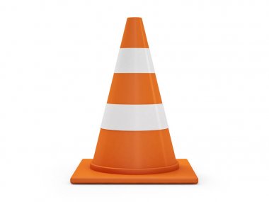 Turuncu yol konileri çizgili. 3D render