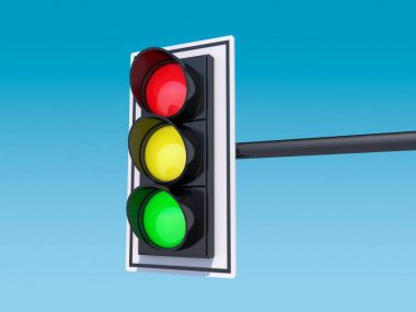 İzole trafik ışığı. 3D render
