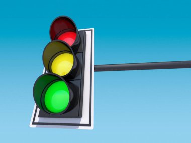 İzole trafik ışığı. 3D render