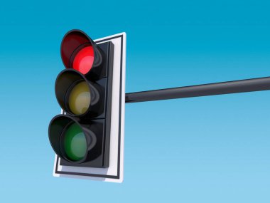 İzole trafik ışığı. 3D render