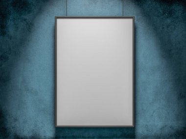 Boş resim çerçevesi bir duvara kadar sahte. 3D render