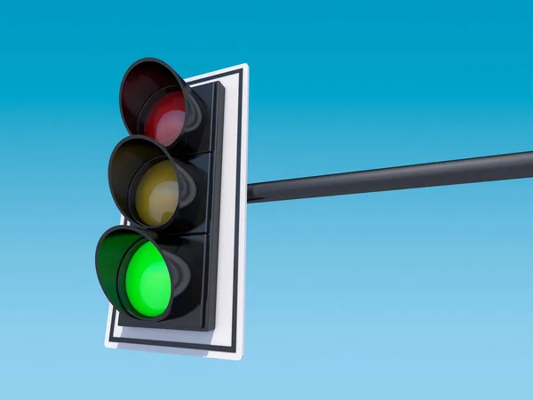 Isolated traffic light. 3D rendering — Stock Photo, Image