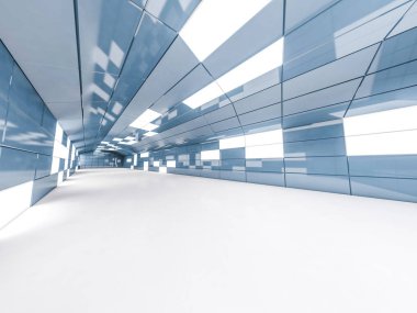 İçinde lambalar olan basit boş bir oda. 3B görüntüleme