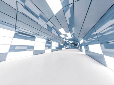 İçinde lambalar olan basit boş bir oda. 3B görüntüleme