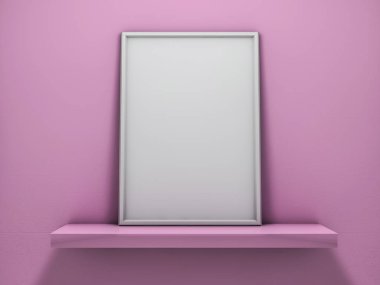 Kadar boş karesi poster rafta alay et. 3D render