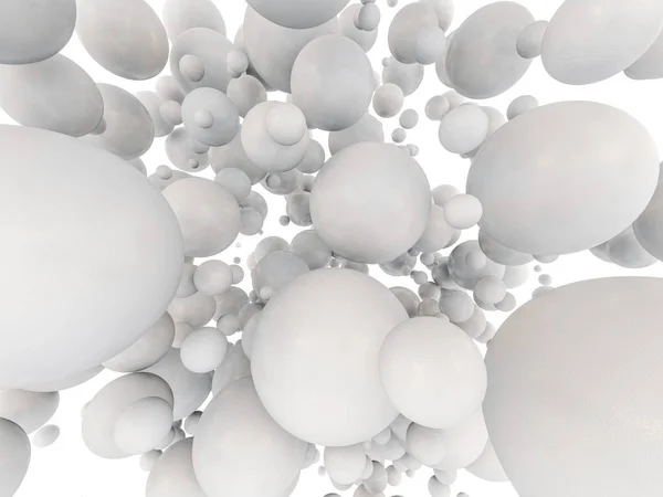 Abstract spheres with reflective surface. 3D rendering