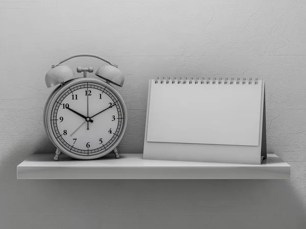 Blank calendar on the shelf. 3D rendering — Stock Photo, Image