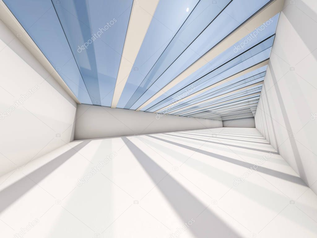Abstract modern architecture background, empty white open space 