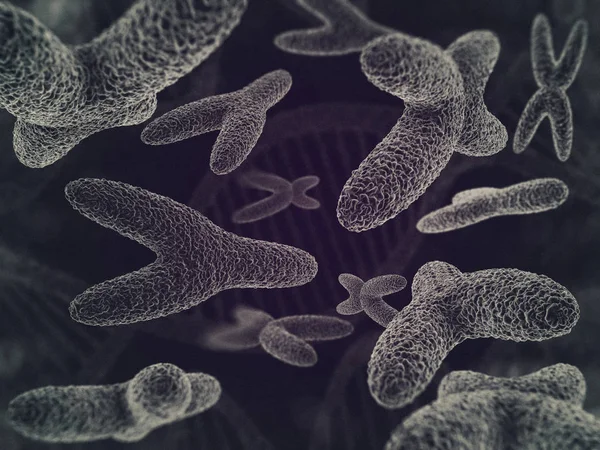 Chromozomy, mutace genu, genetický kód. 3D vykreslování — Stock fotografie