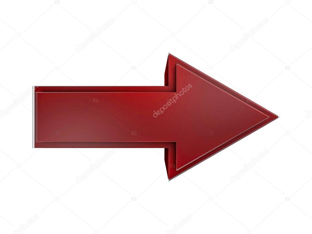 Red Arrow Icon Sign. 3D rendering