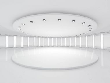 İçinde lambalar olan basit boş bir oda. 3B görüntüleme