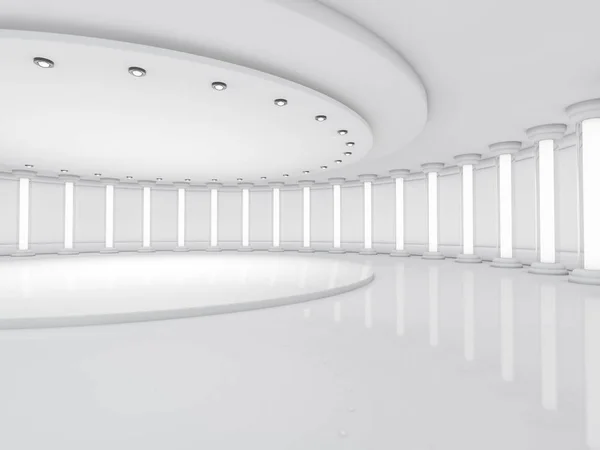 Egyszerű, üres belső tér lámpákkal. 3D renderelés — Stock Fotó