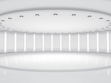 İçinde lambalar olan basit boş bir oda. 3B görüntüleme