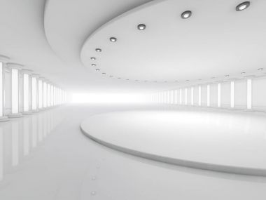 İçinde lambalar olan basit boş bir oda. 3B görüntüleme