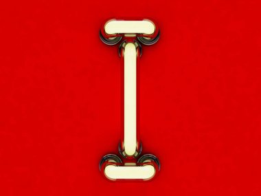 Kırmızı zemin üzerine Neon tüp mektup. 3D render