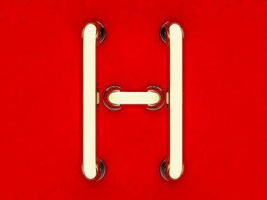 Kırmızı zemin üzerine Neon tüp mektup. 3D render