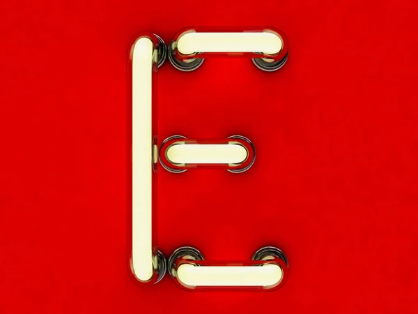 Neon tube letter on red background. 3D rendering — Stock Photo, Image
