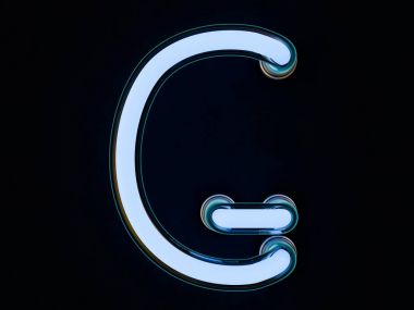 Siyah arka plan üzerine Neon tüp mektup. 3D render