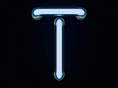 Siyah arka plan üzerine Neon tüp mektup. 3D render