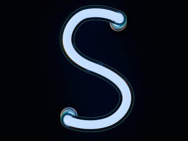 Siyah arka plan üzerine Neon tüp mektup. 3D render