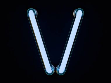 Siyah arka plan üzerine Neon tüp mektup. 3D render